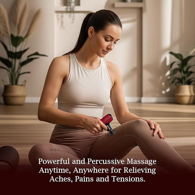 BOB AND BRAD Q2 Mini Massage Gun for Women - Portable Muscle Pain Relief, Powerful Deep Tissue Percussion Massager, Ultra Quiet Handheld Massager, Designed for Travel - Red - Bloomnest