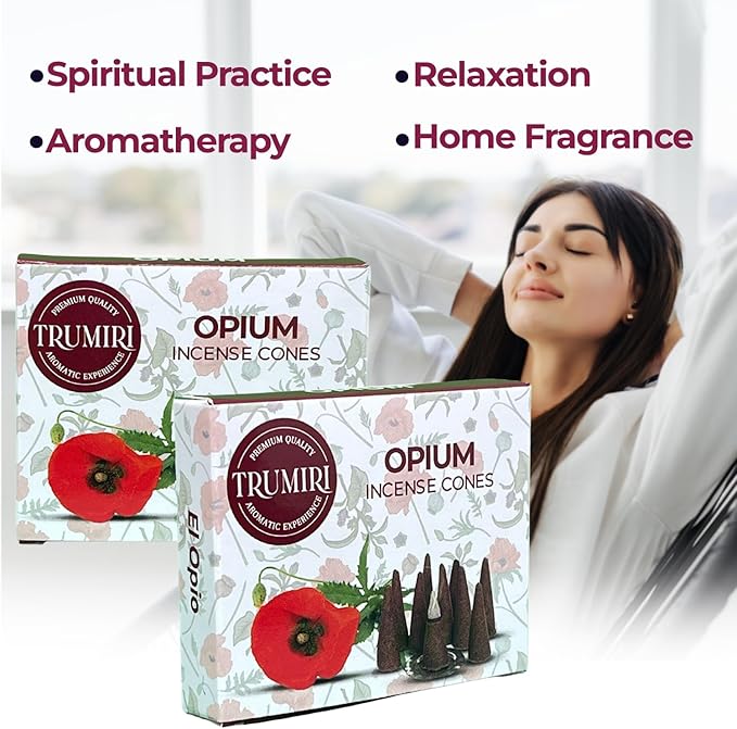 Opium Scented Incense Cones - Total 20 Cone Incense - Dual Pack of 10 Insence Cones - Incense Cones Scented - Cone Incense Scents - Insense Cones - Incent Cone TRUMIRI