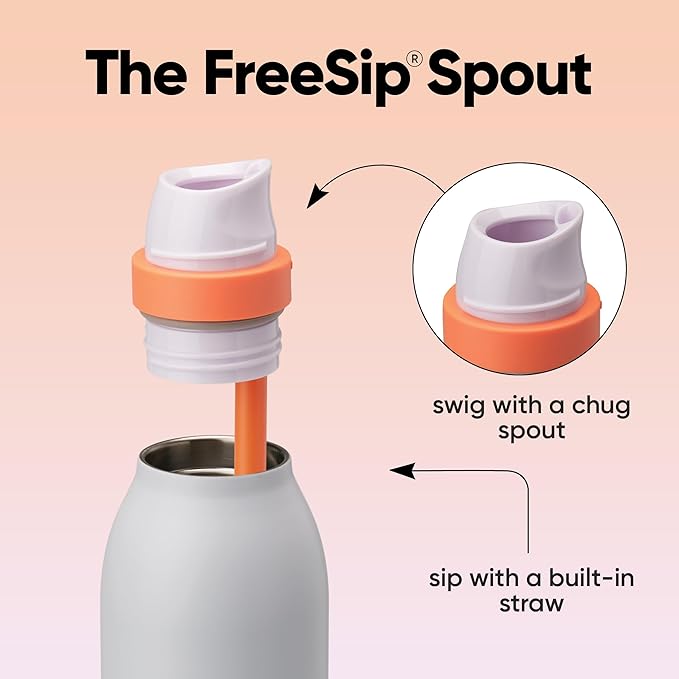 Owala FreeSip Twist Insulated Stainless Steel Water Bottle with Straw for Sports and Travel, BPA-Free, 24-oz, Bubble Gum Owala