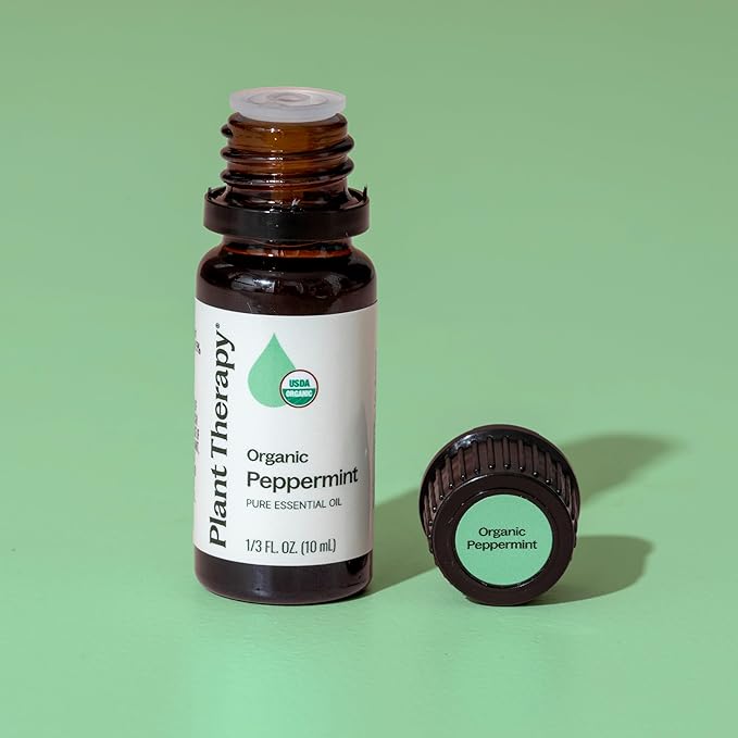 Plant Therapy Organic Peppermint Essential Oil 100% Pure, USDA Certified Organic, Undiluted, Natural Aromatherapy, for Diffuser, Skin, Hair, Therapeutic Grade 10 mL (1/3 oz) - Bloomnest