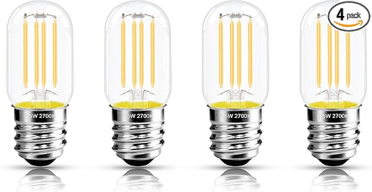 2.5 Inch E17 Intermediate Base LED Filament Bulb 360 Lumens, 2700K Soft White Dimmable Appliance Bulb AC 120V, UL Certified T8 Microwave Light Bulbs Under Hood for Refrigerator Stove 4Pack - Bloomnest