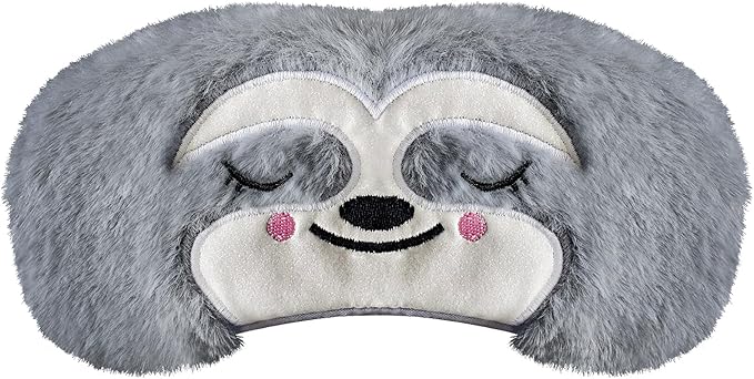 Cute Sleep Masks Cartoon Animal Eye Mask Plush Sleeping Mask & Travel Blindfold - Funny Novelty Eye Shade for Kids, Girls & Adults (Grey Sloth) - Bloomnest