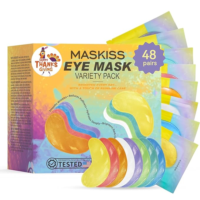 Under Eye Patches Variety Pack (48 Pairs), Eye Masks for Dark Circles Puffy Eyes Undereye Bags With 8 Colors (6 Pairs/Color), Vegan Eye Skin Care Set for Bachelorette Party Favors - Bloomnest