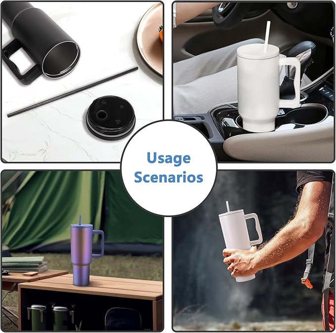 40 oz Tumbler with Handle, 304 Stainless Steel Leak Proof Cup, Thermal Cups for Hot and Cold Drinks, Tumblers with Lids and Straws - Bloomnest