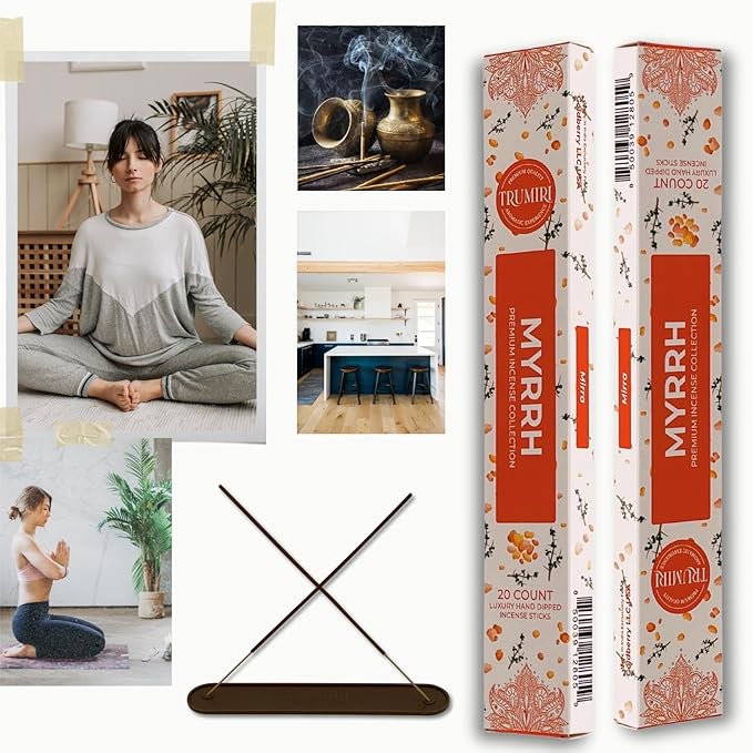Myrrh Incense Sticks - Incienso de Mirra - Total 40 Insence-Sticks - Dual Pack of 20 Insense - Inciensos - Inscents - Natural Non Toxic Ingredients - Incents - Incence - Inscense TRUMIRI
