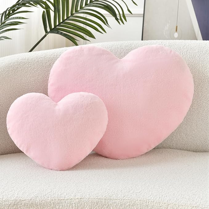 Petrella Throw Pillows Heart Pillow Cute Fuzzy Pillows for Bed Livingroom Home Decor Cushion Decorative Aesthetic Preppy Pillows Pink1,Small 13"x10" - Bloomnest