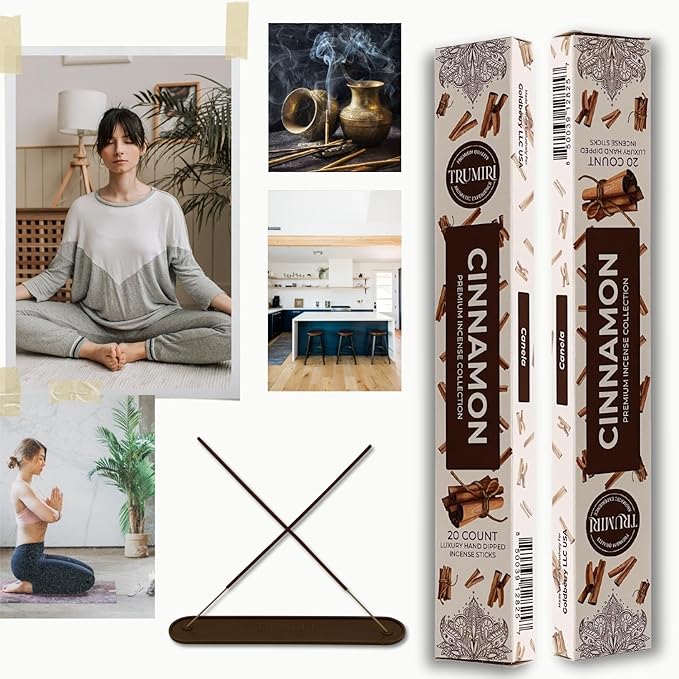 Cinnamon Incense Sticks - Incienso de Canela - Total 40 Insence-Sticks - Dual Pack of 20 Insense - Inciensos - Inscents - Natural Non Toxic Ingredients - Incents - Incence - Inscense TRUMIRI