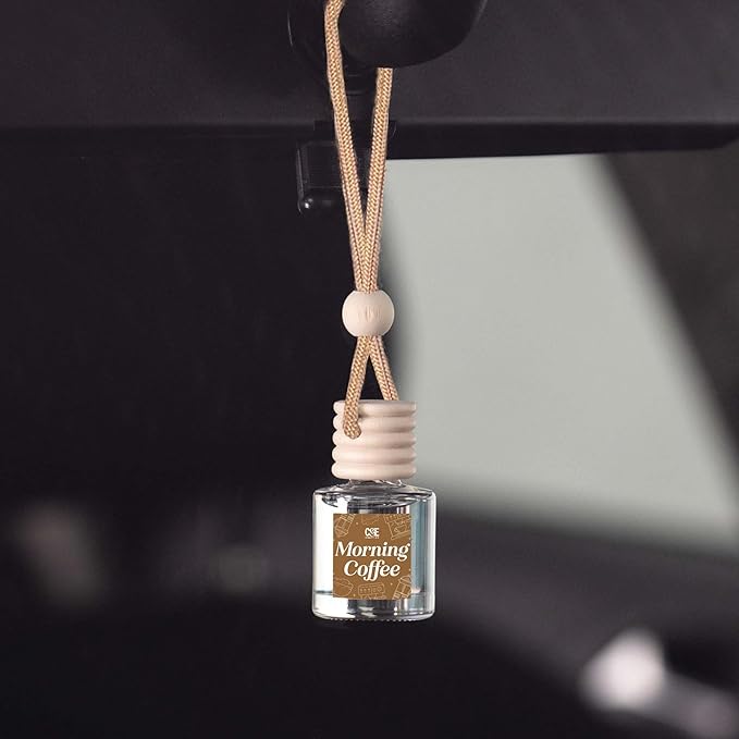 C&E Craft Co Hanging Car Air Freshener Diffuser 2 Pack, Long Lasting Fragrance Oil Car Freshener, Glass Bottle Auto Air Freshener, Made in USA (Morning Coffee) - Bloomnest