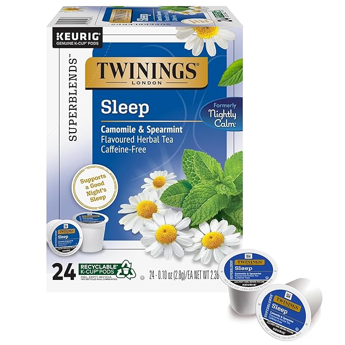 Twinings Sleep Herbal Tea K-Cup Pods for Keurig, 24 Count (Pack of 1), Formerly Nightly Calm, Camomile, Spearmint, & Lemongrass, Naturally Caffeine-Free, Enjoy Hot or Iced - Bloomnest