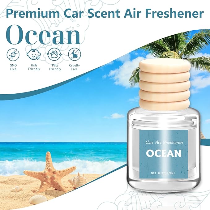 AROIC Car Air Freshener 6 Pack, Long Lasting Fresh Aroma Diffuser Set for Men & Women, Natural Essential Oil Fragrance Diffuser for Removing Odors, Auto Interior Decor Accessories Unisex (Ocean Scent) - Bloomnest