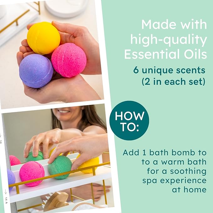 Natural Bath Bombs for Women & Men – Handmade in USA Gift Set with Essential Oils, Shea Butter & Epsom Salt – Non Toxic Spa Bath Bombs for Sensitive Skin – Anovina Relaxation Gift - Bloomnest
