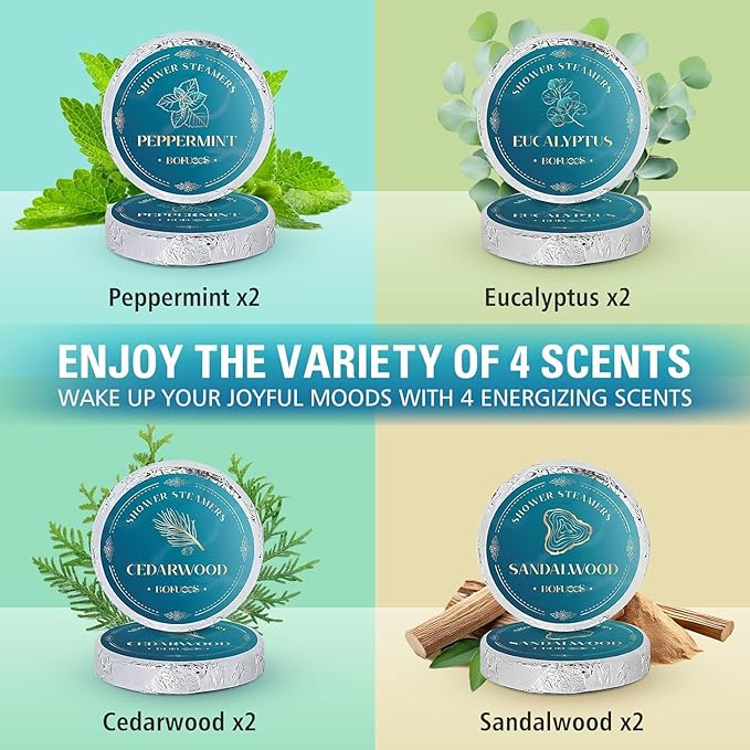 Shower Steamers Aromatherapy, Valentines Day Gifts for Him, Birthday Gifts for Men Boyfriend Dad Teen Boys, SPA Self Care Relax Natural Essential Oils Bath Bombs