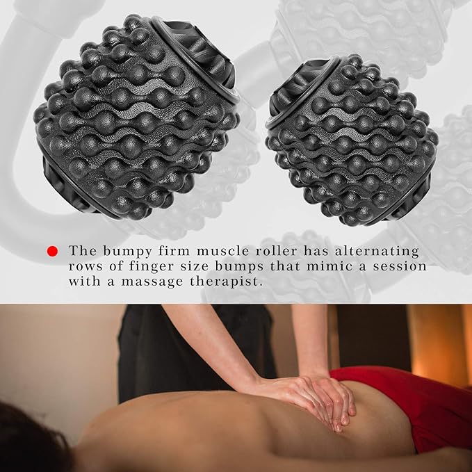 Cellulite Massage Tool Muscle Roller - Deep Fascia Massager & Dimpled Skin Remover for Legs, Thighs & Buttocks - Anti-Cellulite Roller, Smooth Skin, Pain Reliefs Black（Black - 4 Wheel） - Bloomnest