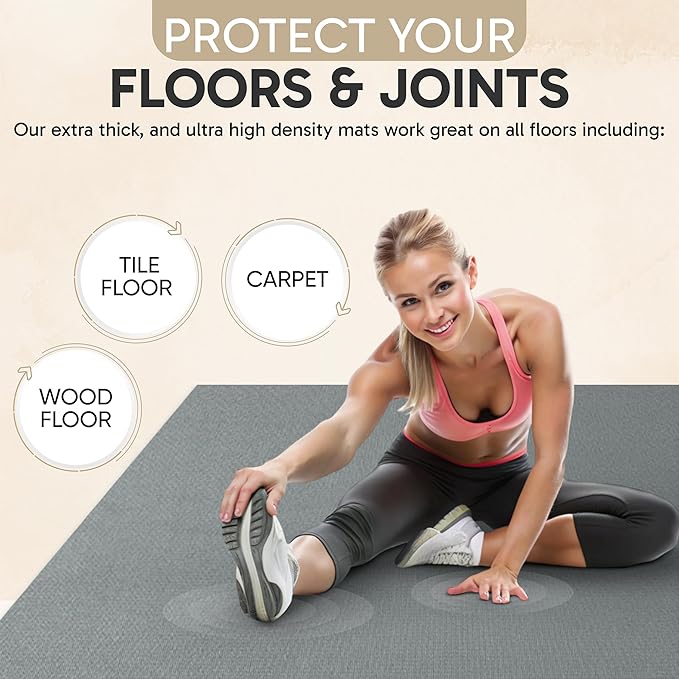 Gorilla Mats Premium Large Exercise Mat – 6' x 4' x 1/4" Ultra Durable, Non-Slip, Workout Mat for Instant Home Gym Flooring – Works Great on Any Floor Type or Carpet – Use With or Without Shoes - Bloomnest