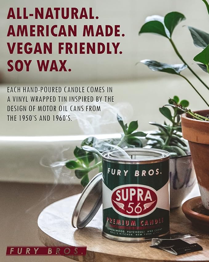 Long-Burning, One-Pint Premium Candles for Men | Vintage Inspired Oil Can Design | Lexington - Kentucky Bourbon & Oak | Soy Wax, Vegan Friendly, Made in The USA | Fury Bros. | Classically Cool - Bloomnest