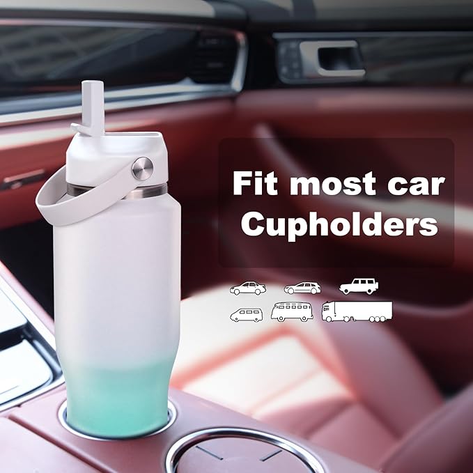 32oz Insulated Water Bottle, Fit in Any Car Cup Holder, Water Bottle with Straw Lids, Stainless Steel Insulated Water Flask Double Wall Leak-proof BPA Free to Keep Cold&Hot - Bloomnest