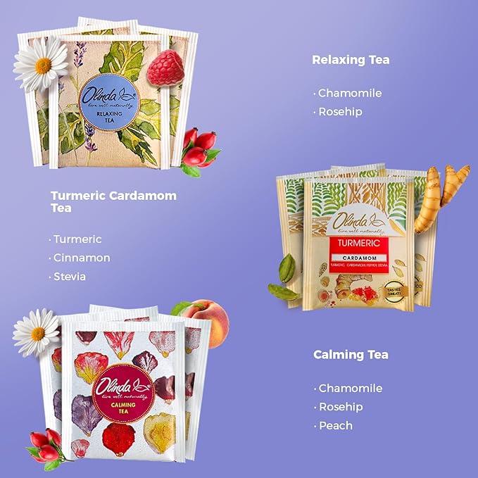 Olinda Relax Tea Sampler Herbal Gift Box 45 Count Assorted Wellness Tea Set 9 Calming Herbal Tea Bags Thoughtful Variety Pack for Stress Relief & Sleep Caffeine Free Birthday Gift for Women - Bloomnest