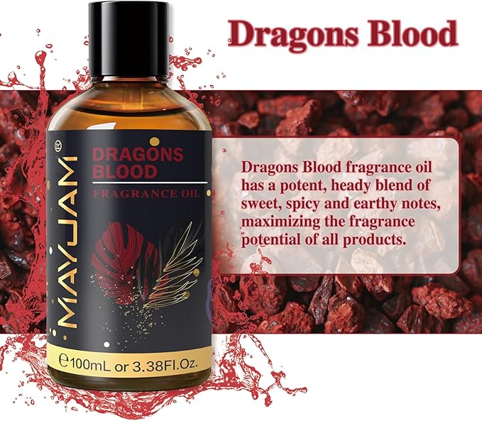 MAYJAM 100ML/3.38FL.OZ Dragons Blood Fragrance Oils with Glass Dropper, Essential Oils for Diffusers for Home, Long Lasting Scented Oils for Diffusers Soap Candle Making - Bloomnest