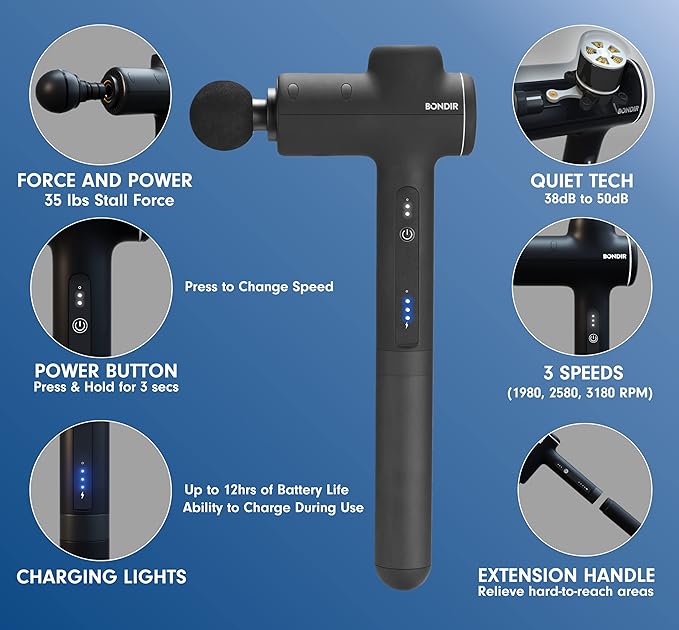 R2 Massage Gun - Percussion Deep Tissue Back Massager with Extension Handle - Bloomnest