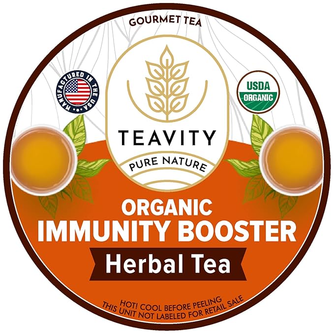 Organic Ginger Tea Pod with Echinacea, Turmeric, and Licorice for Keurig, Decaf by Teavity (24 Tea Pods) - Bloomnest