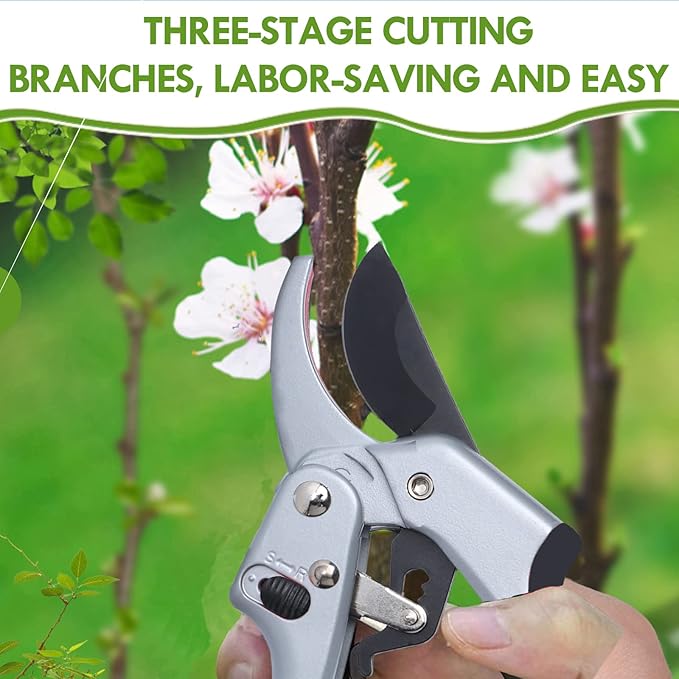Garden clippers, premium Germany pruners, Work 3 times easier, professional ratchet pruning shears, cutting rose, flower, hedge, stem, tree, Sharp gardening scissors, Arthritis weak hand snips - Bloomnest