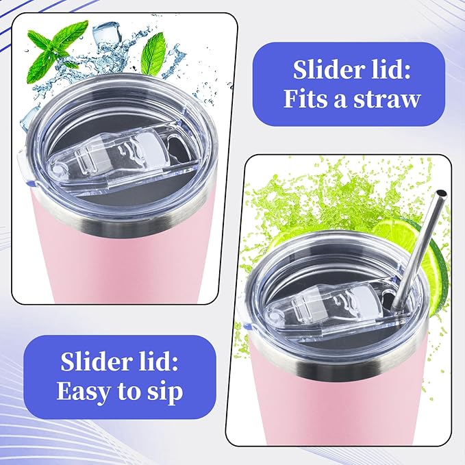 40 oz Tumbler with Lids and Straws Double Wall Vacuum Insulated Tumbler Cup,Stainless Steel Leak-proof Thermal Tumbler Powder Coated Travel Coffee Mug for Cold and Hot Drinks,Pink White - Bloomnest