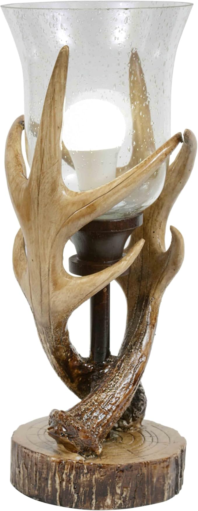 BLACK FOREST DECOR Antler Lodge Uplight Lamp - Rustic Lodge Lamp with Seeded Glass Globe - Bloomnest