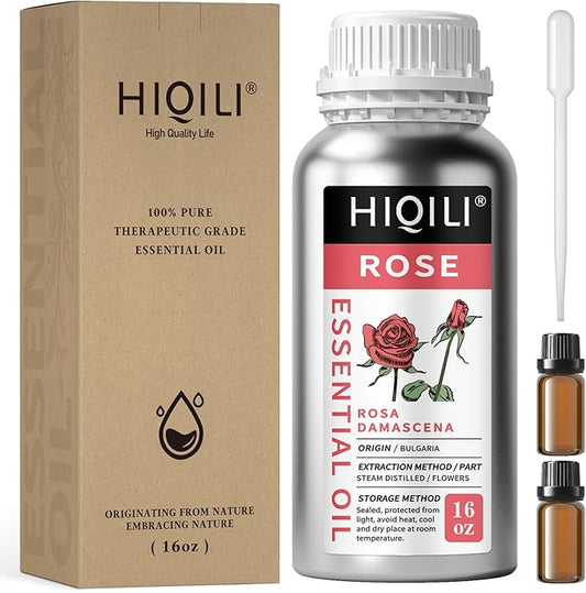 HIQILI Rose Essential Oil for Diffuser, Soap, Perfume & Candle Making - 16 Fl Oz - Bloomnest