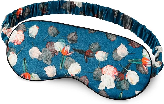 OLESILK 100% Natural Mulberry Silk Sleep Eye Mask Block Out Light, Fashion Printed Eye Mask Blindfold for Women Men Full Night Sleeping, Chic Eye Cover Eyeshade, Pattern 1 - Bloomnest