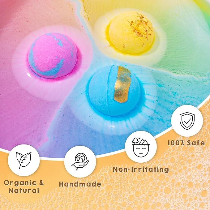 Bath Bombs for Women Gift Set, 12 Pack Handmade Bath Bombs Salt Balls, Perfect for Bubble Spa Relaxing, Moisturizing Dry Skin, Stress Relief, Birthday Valentines Gifts Idea for Men Women - Bloomnest