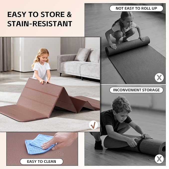 Extra Thick Foldable Yoga Mat-0.4" (10mm), SGS Certified TPE, Non-Slip & No Smell, 12-Fold Design for Ultra Portability And Easy Storage | for Yoga, Gym, Pilates, and Home Workouts, 76" x 26" - Bloomnest