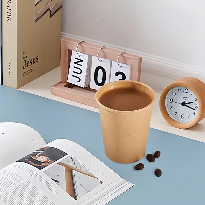 SIUQ 400 Pack 8 oz Kraft Paper Cups, Unbleached Disposable Paper Coffee Cups, Thickened Hot/Cold Beverage Drinking Cup for Party, Home, Cafes, Bistros, Businesses (Brown) - Bloomnest