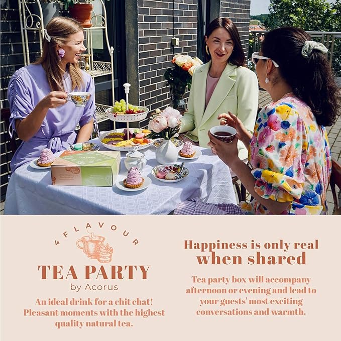 ACORUS Tea Party with 4 Different Flavors | Tea Set | 40 Count Natural Rooibos, Black Tea, Green Tea Packs with Beautiful Gift Box | Tea Bags Variety Pack - Bloomnest