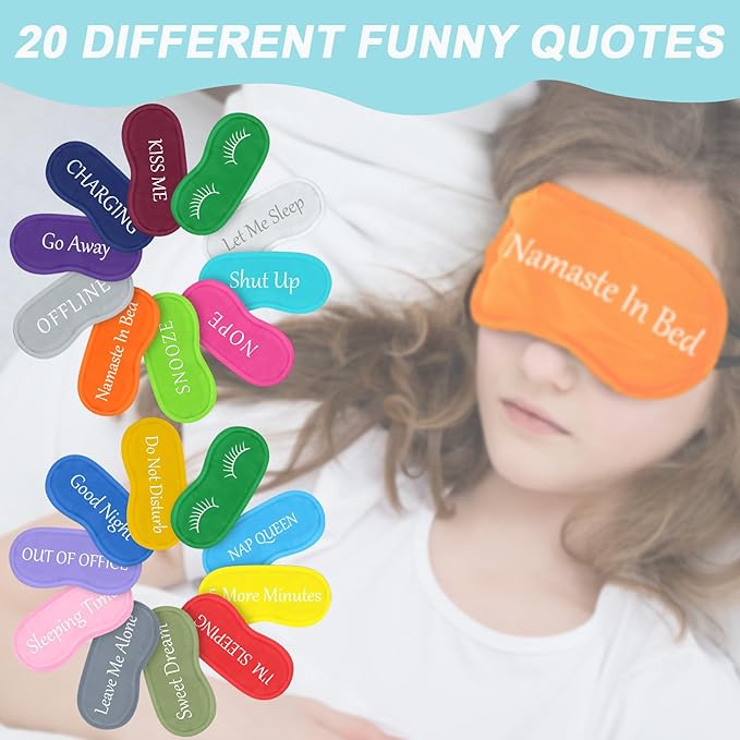 Eurzom 40 Pcs Funny Sleep Eye Mask Soft Night Sleep Mask Bulk for Sleeping Blackout Blindfolds with Adjustable Strap for Women Men Kids Travel Nap Meditation Party Gifts Favors(Colorful) - Bloomnest