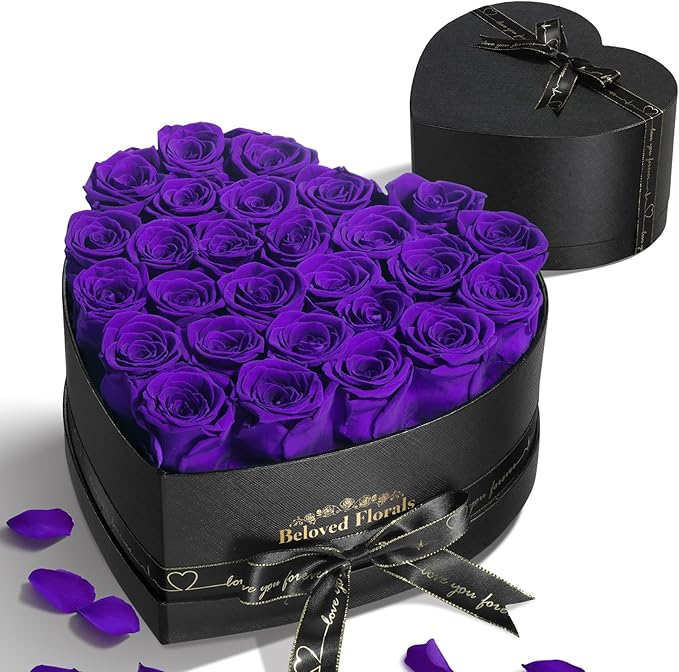 27 Preserved Flowers Rose Birthday Gifts for Women Her Mom Wife Girlfriend Grandma on Valentines Mothers Day Christmas Anniversary Romantic(Purple) - Bloomnest