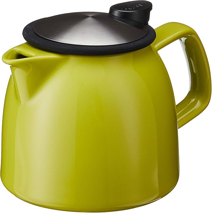 FORLIFE Bell Ceramic Teapot with Basket Infuser, 26-Ounce/770ml, Lime - Bloomnest