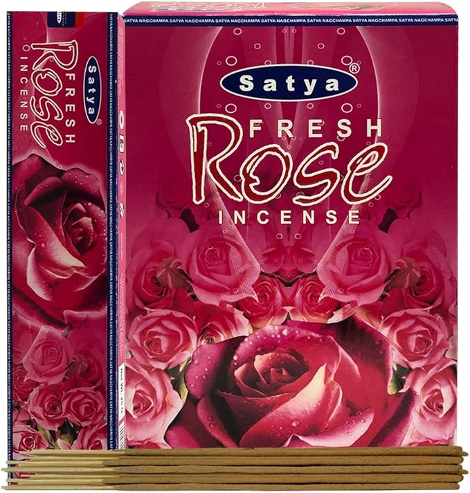 Fresh Rose Incense Sticks and Incense Stick Holder Bundle Insence Insense Satya - Bloomnest