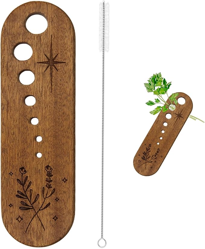 Wooden Vegetable Splitter Comes with a Cleaning Brush, Fun Kitchen Gadgets, Exquisite Herb Stripper Bowl Gifts for the Kitchen Suitable for Home Use & Chefs - Bloomnest