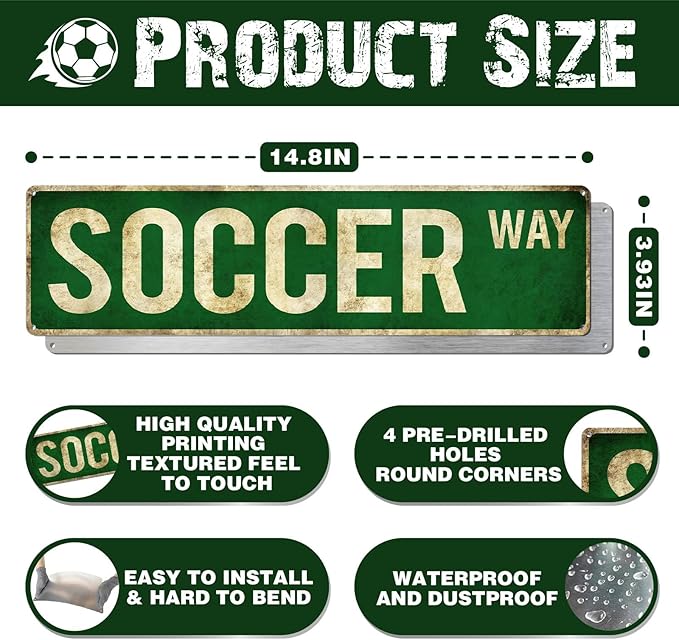 Rasonus Soccer Gifts for Boys 8-12 Men Soccer Poster Wall Decor for Girls Room, Vintage Sports Decor Teen Boys Birthday Christmas Wall Art for Bedroom Man Cave - Bloomnest