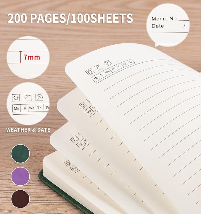 Lined Journal Notebook for Women Men, A5 Hardcover Leather Journals for Writing, 200 Pages Thick Paper, Daily Journal Notebook for Work, School, Note Taking, Business, Travel, College Ruled - Bloomnest