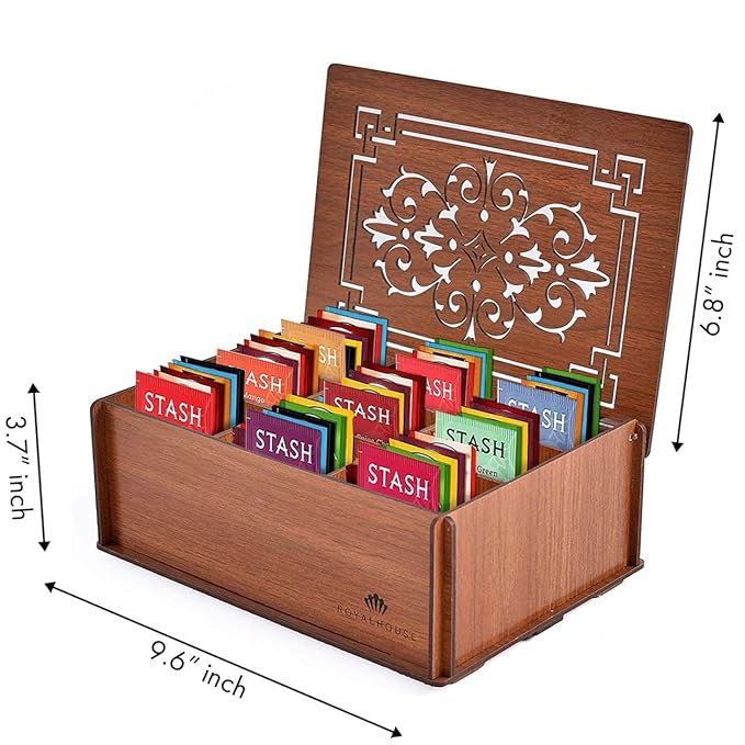 Tea Sampler Gift Box – 80 Tea Bags, 28 Unique Flavors – MDF Wooden Organizer – Premium Variety Pack for Family, Friends, Coworkers – Brown Edition - Bloomnest