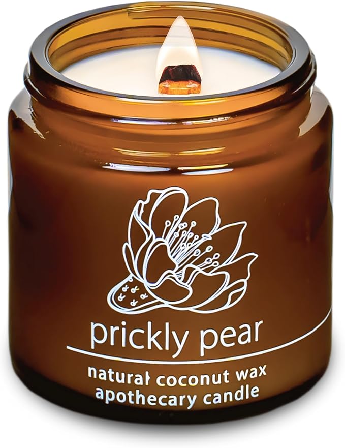 Hemlock Park Crackling Wood Wick Candle Handcrafted with Natural Coconut Wax (Small 4 oz, Desert Prickly Pear) - Bloomnest