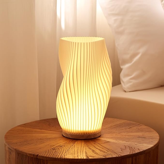 Table Lamp Bedside Lamps for Bedroom, Small Night Stands Desk Lamp, Mood Warm Cozy Lighting, Vintage Boho Cool Mid Century Modern Lamp, Aesthetic Accents Home Room Decor (Warm-C, Large) - Bloomnest