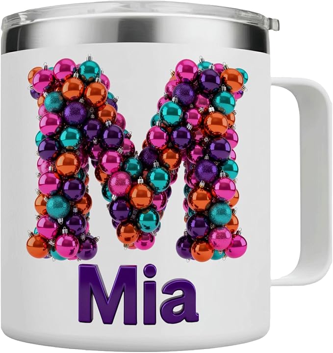 Personalized Christmas Insulated Coffee Mug with Handle – Double Wall Stainless Steel Travel Tumbler for Hot & Cold Drinks – Unique Holiday Gift for Men, Women, & Kids(B127) - Bloomnest