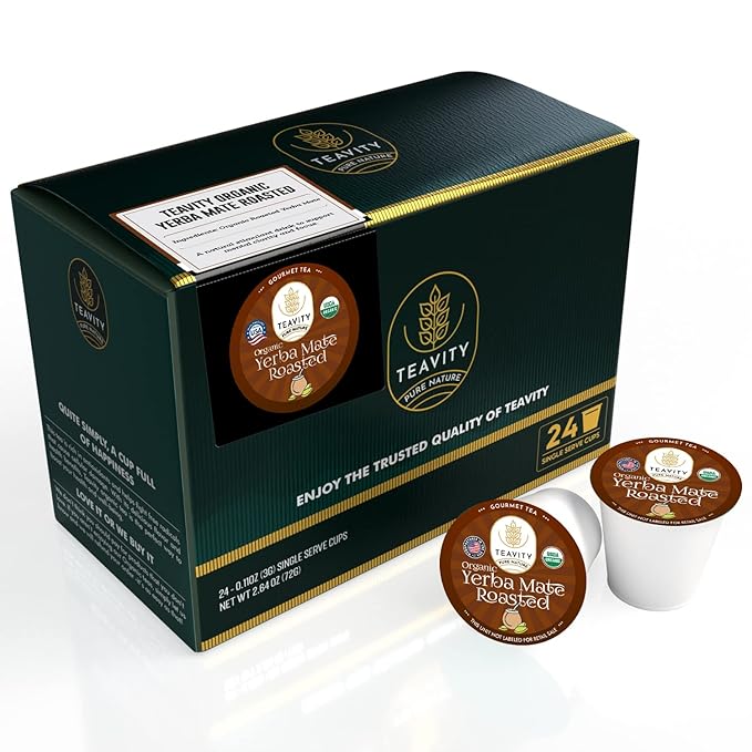 Organic Yerba Roasted Mate Tea Pods for Keurig by Teavity (24 Tea Pods) - Bloomnest