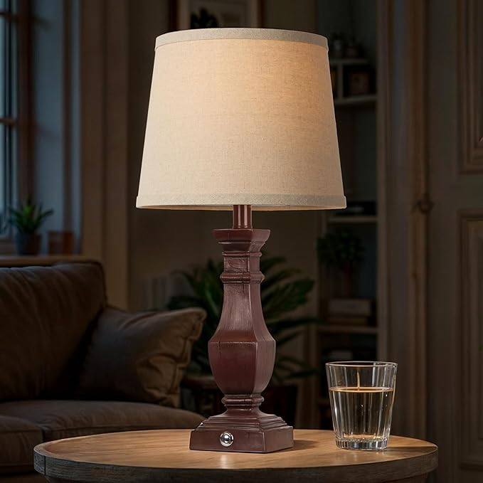 ROTTOGOON Dimmable Table Lamps Set of 2, Rustic Farmhouse Table Lamps for Living Room Bedroom, Bedside Desk Lamps for end Tables, Touch Lamps for nightstand, 9W Bulbs Included, 22", Antique Red - Bloomnest