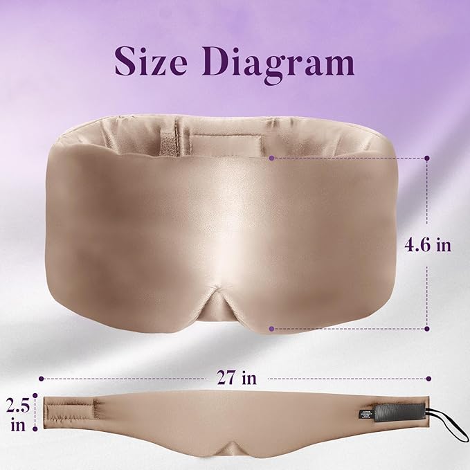 Satin Sleep Mask - Updated Design Light Blocking Eye Mask for Men and Women, Soft and Comfortable Night Sleeping Mask, Eye Cover for Travel/Sleeping (Camel) - Bloomnest