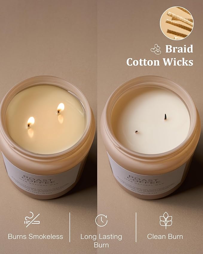M&SENSE Coffee Candles Scented Strong, 2 Wick Jar Candle 19.4oz, 110 Hours Burning Time, Organic Natural Soy Wax Candle for Bedroom Kitchen Home Decor, Housewarming Gift for Men and Women - Bloomnest