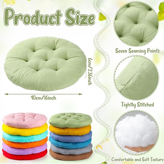 Fumete 12 Pcs Floor Pillows Cushions Seating 16 x 16 Inches Color Round Seat Reading Floor Chair Cushions for Kids Adults Classroom Home School Playing Supplies(Colorful) - Bloomnest