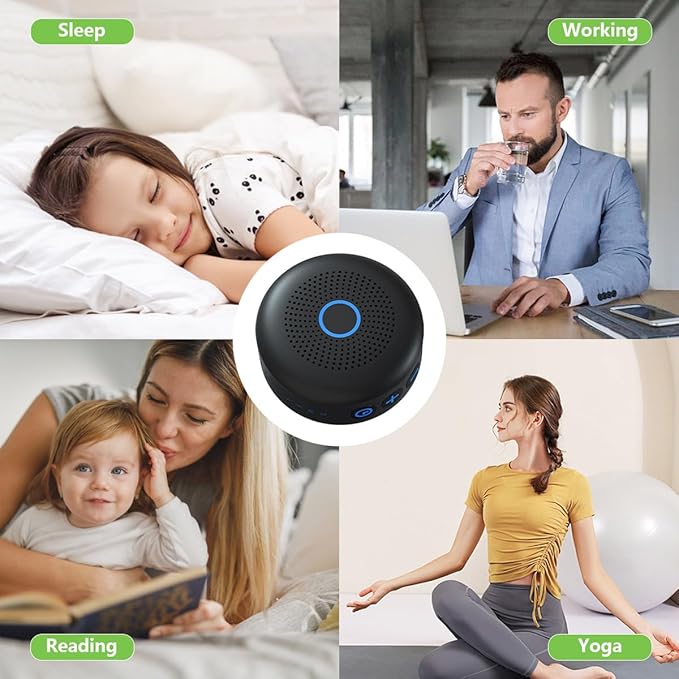 Sleepbox Portable White Noise Sound Machine 30 Soothing Sounds Rechargeable Battery Small for Travel 32 Volume Control Noise Canceling Sleep Machine Sound Therapy for Baby Kids Adults (Black) - Bloomnest